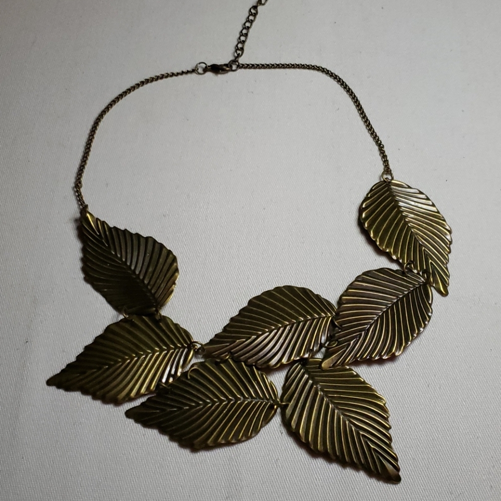 Bronze Leaf Statement Necklace - Picture 6 of 7